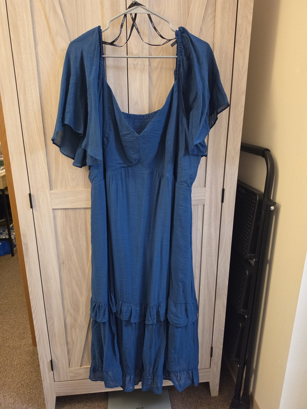 Women’s City Chic Teal Blue Flutter Sleeve Maxi Dress Size 2X